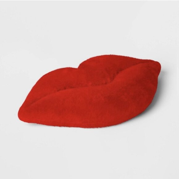NEW Room Essentials Valentine's Day Lip Toss Plush Pillow Red 10" x 17" - Picture 5 of 7